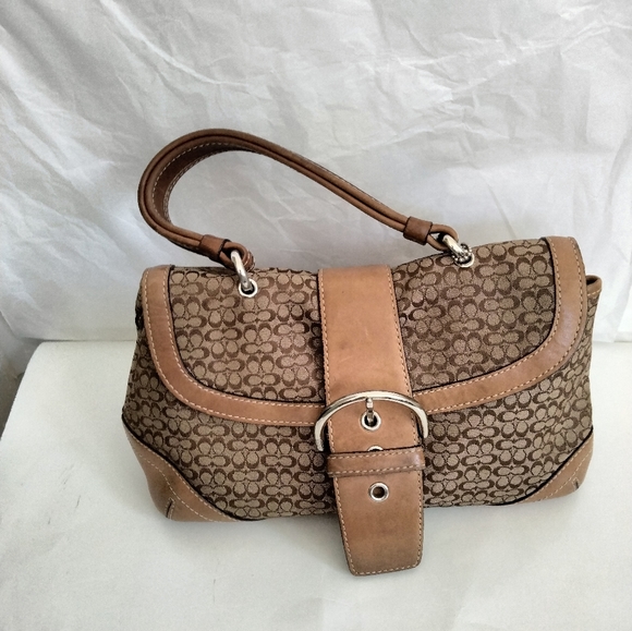 Vintage Coach  Leather canvas monogram Small Handbag - Picture 5 of 16